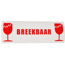 Etiket BREEKBAAR 134x50mm wit/rood Tpk549249